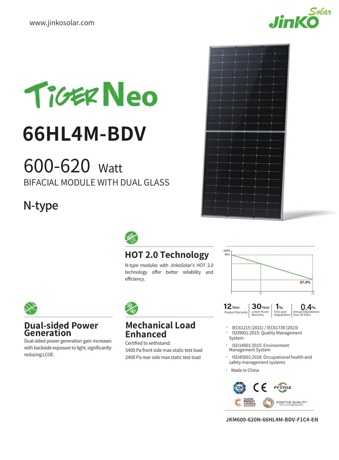 Jinko Solar Tiger Neo 66HL4M-BDV